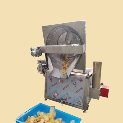 LNG Gas Heated Round Pot Type Industrial Batch Fryer with Automatic Stirring Device