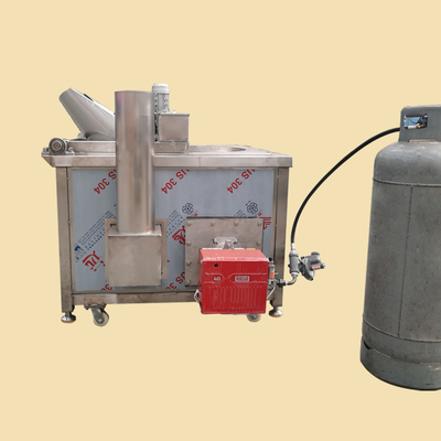 LNG Gas Heated Round Pot Type Industrial Batch Fryer with Automatic Stirring Device