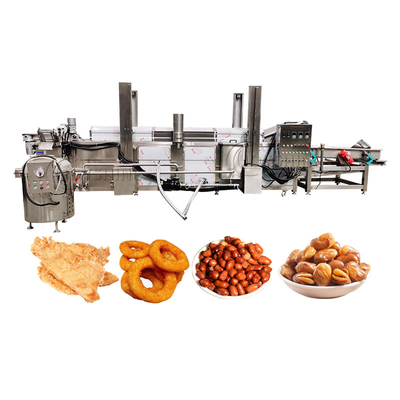 Home Automatic Continuous Belt Type Crispy Flour Slice Sheet Peanut Fryer Potato Chips Frying Machine