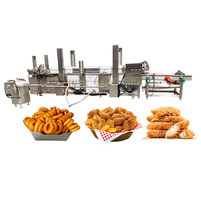 Home Automatic Continuous Belt Type Crispy Flour Slice Sheet Peanut Fryer Potato Chips Frying Machine